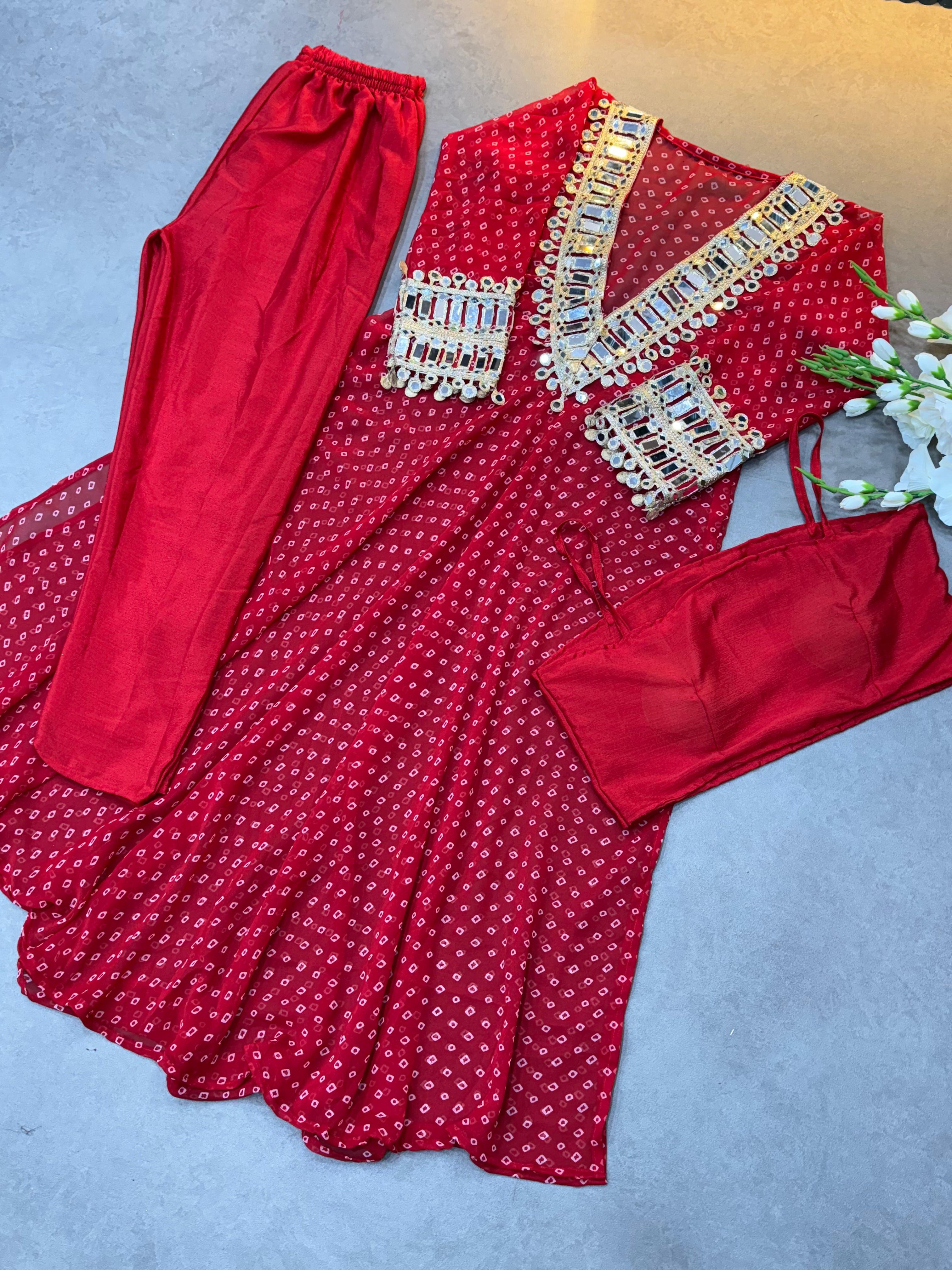 Maverick Fusion Mirror Handwork Neck Indo Kurti Set